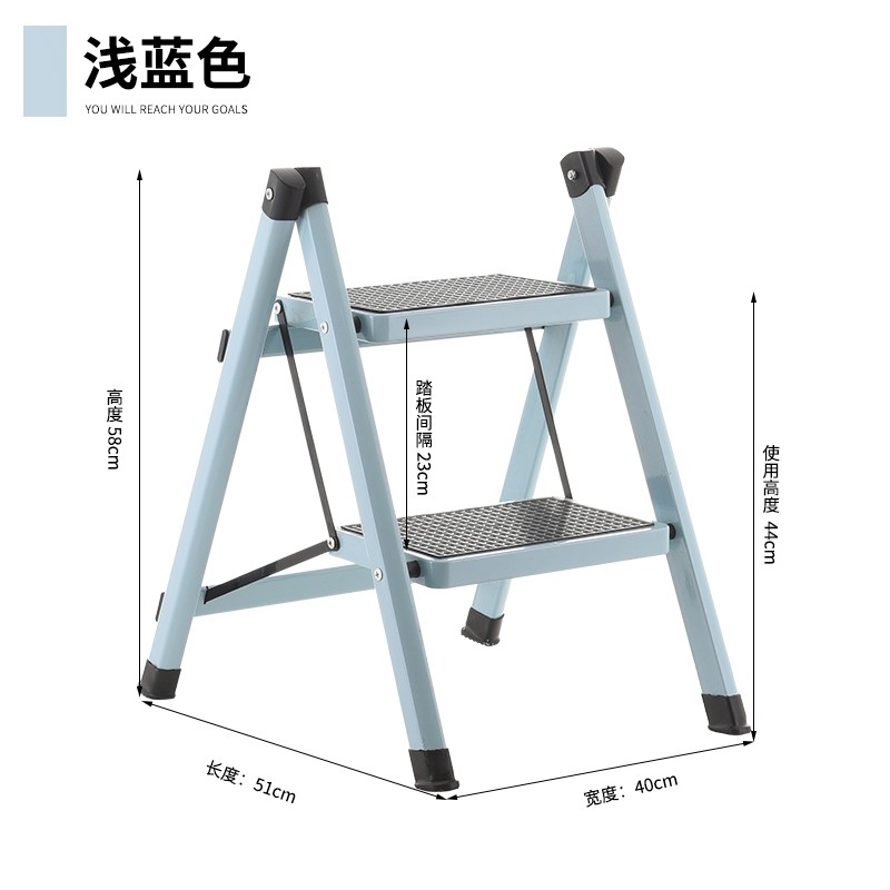 小型迷你舞台简约梯子家用折叠架子非绝缘收缩凳书架高低凳脚踏电 三维工匠 金属灰A8家用梯高清大图
