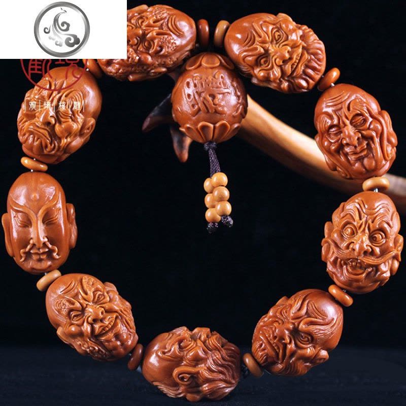 十八罗汉橄榄核手串男士文玩橄榄胡精品双面18罗汉名家橄榄核 JiMi手链图片