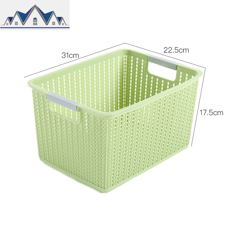 玩具收纳筐塑料杂物收纳篮化妆品收纳盒桌面置物篮零食整理盒 三维工匠 绿色中号