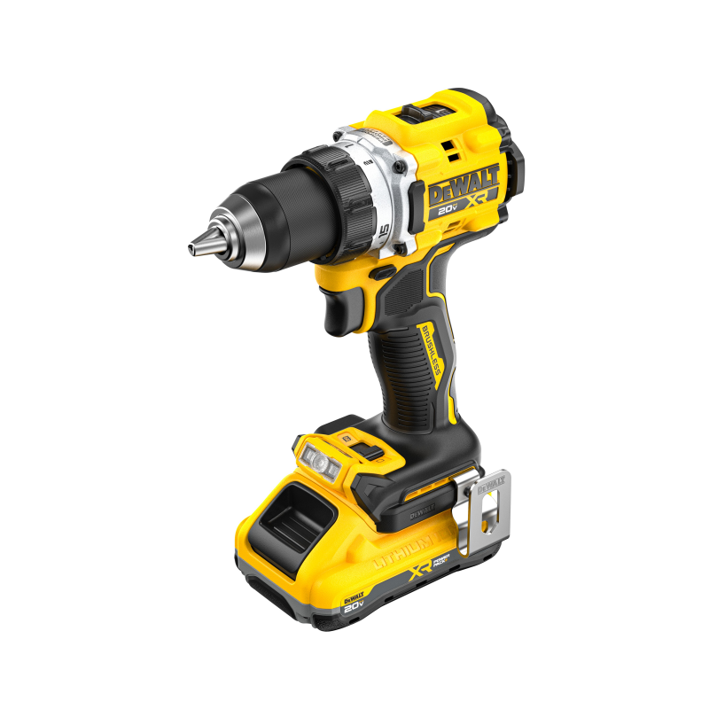 得伟20V锂电无刷紧凑冲击钻DCD806NT+DCB182X2+DCB1104套高清大图