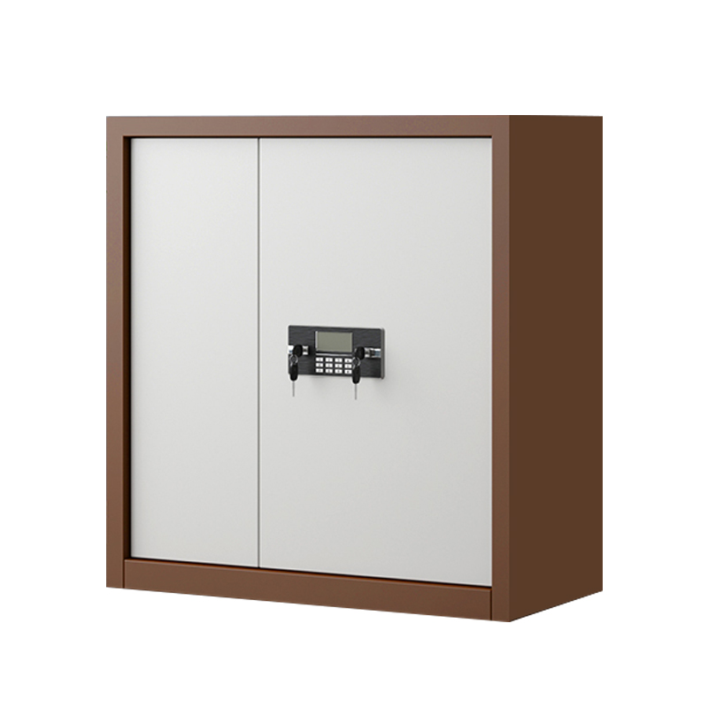 豪利特指纹电子保密柜钢制密码文件柜档案柜矮柜资料柜办公柜单节咖白:电子锁高清大图