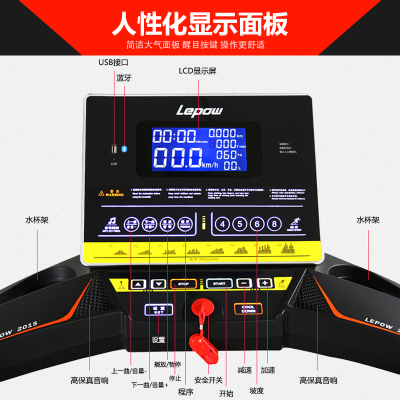 汇康来跑Lepow跑步机M2 家用跑步机可折叠室内多层复合跑带峰值马力值3hp