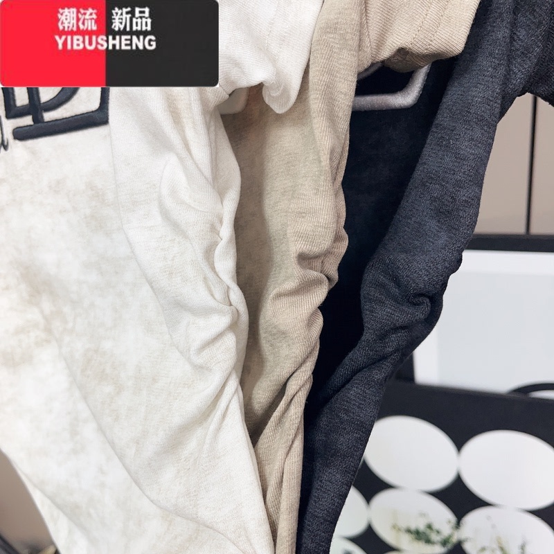 YIBUSHENG美式字母刺绣短袖T恤衫女2024季扎染设计收腰别致独特短款上衣高清大图