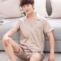 南极人睡衣男士夏季冰丝短袖薄款夏天绸家居服两件套装宽松 3XL【冰丝】 香槟纯色短袖短裤