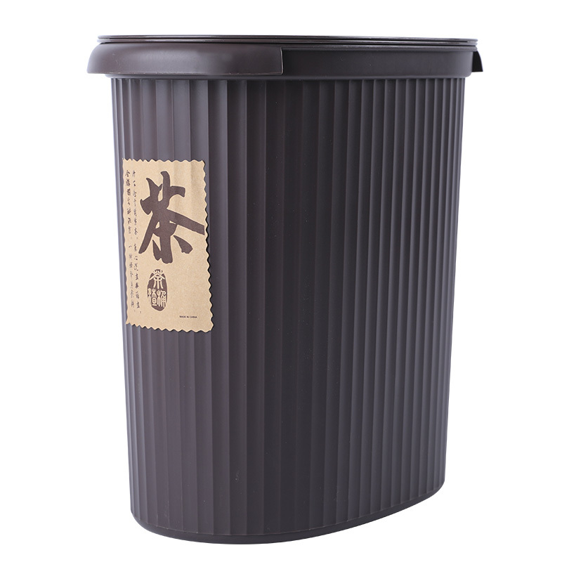 唐宗筷 带盖茶渣桶 茶水桶 排水桶 茶叶垃圾桶 泡茶滤水桶 储茶桶 废茶桶 茶色 小号 送导水管 C6813