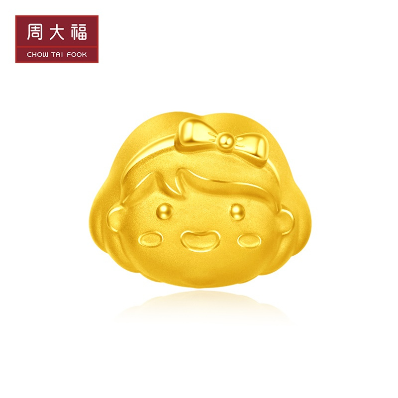 周大福团圆崽崽系列可爱卡通足金黄金吊坠女孩eor862