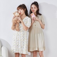 唐狮01春夏新款连衣裙女中长款碎花小清新短袖裙子韩版宽松DG S C本白