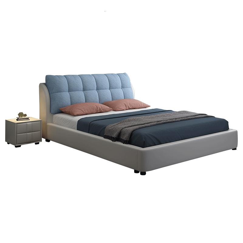 北欧布艺床 简约现代 主卧网红双人床1.8米可拆洗轻奢布床婚床 实木床+乳胶环保床垫1500mm*2000mm组装式架子床