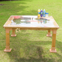 世礼(SL) 幼儿园防腐木室外透明桌L119*W119*H55cm