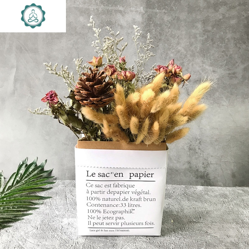 封后 Fenghou 花瓶 花艺满天星干花花束真花装饰摆件网红ins牛皮纸袋棉花插花玫瑰家居客封后粉白勿纸袋花 干花包 价格图片品牌报价 苏宁易购杰伦家居专营店