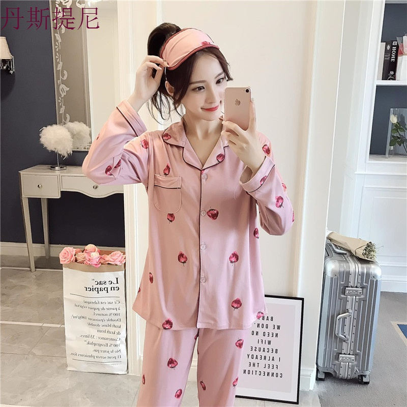 睡衣女春秋夏季纯棉长袖薄款开衫韩版加大码女士月子家居服套装