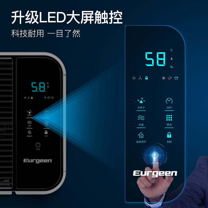 欧井(Eurgeen)除湿机 除湿量20升/天 适用面积40-120㎡ 家用地下室轻音净化干衣吸湿器 OJ-231E