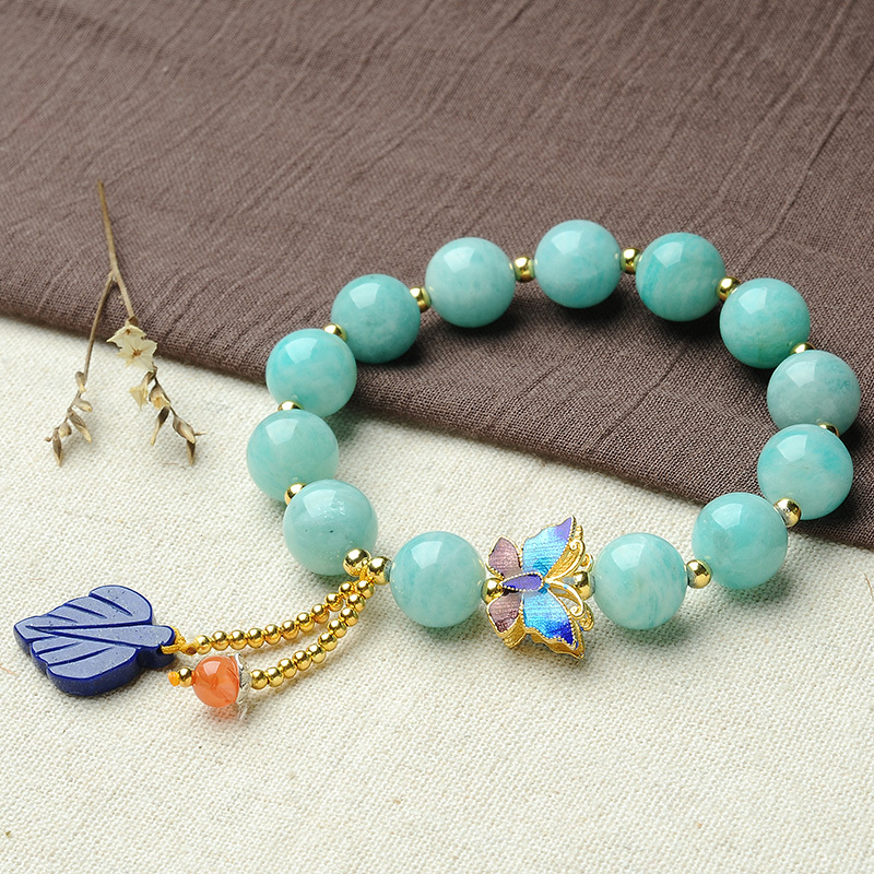 天河石手链圆珠手环青金石配饰手串女款手饰品送女朋友七夕情人节礼物