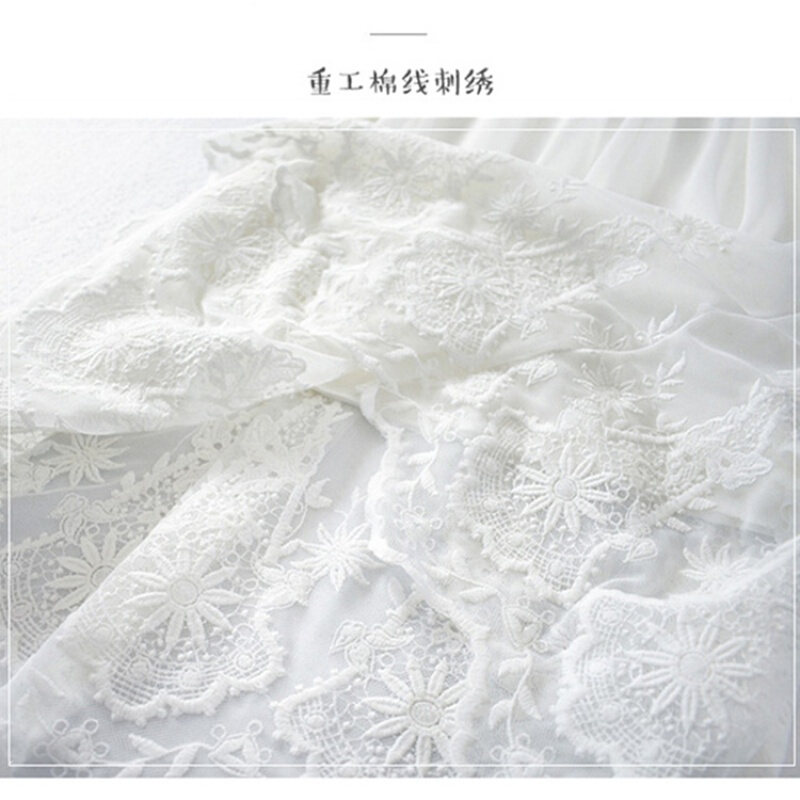 蕾丝花边打底带裙宽松弹力网纱加长内搭衬背心连衣裙夏季仙女薄白色[带款]均码