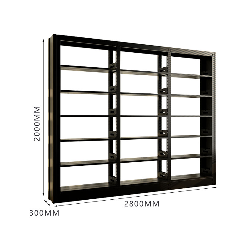 臻远ZY4072608 钢制书架资料架 单面6层一列三组黑色 2800*300*2000mm高清大图