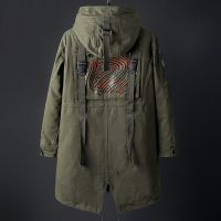 男装冬季新款商务男士羽绒服男加厚保暖时尚印花拼色字母百搭舒适休闲中长款连帽羽绒服男士外套男衣服轻奢世家-PG