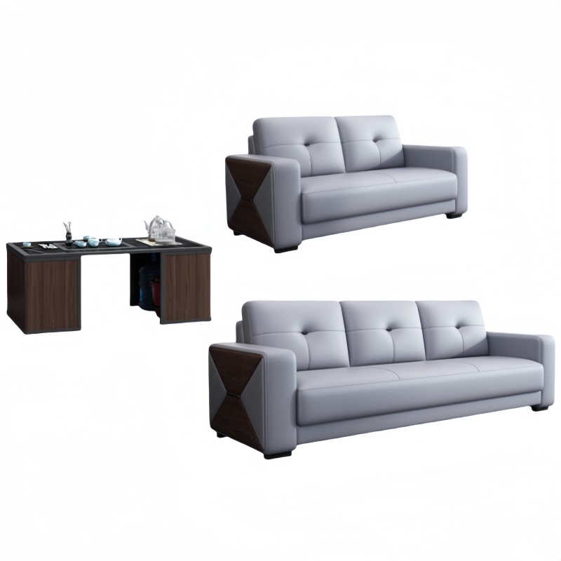 悦兴诚会议沙发200*85*92cm(2+3+岩板茶几)套高清大图