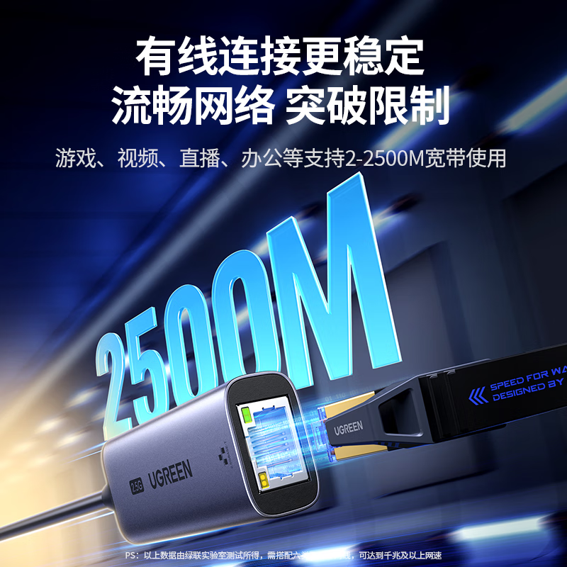 绿联(UGREEN) 2.5G千兆USB有线网卡USB转RJ45网口扩展转换器网线转接头适用苹果Mac华为笔记本台式机