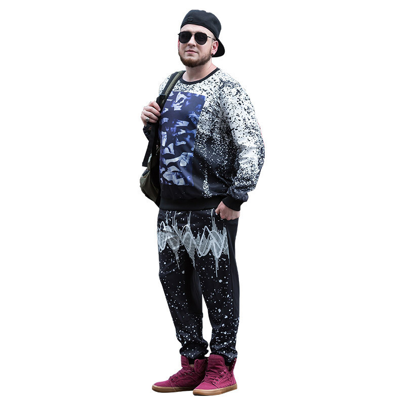 大码男士运动套装秋季胖子休闲卫衣套装棒球服男运动服图片色