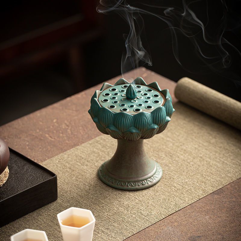 苏宁放心购陶瓷香薰炉仿古家用盘香炉茶道薰香创意莲花摆件