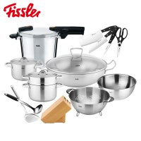 菲仕乐(fissler)锅具套装 TZ00000870 橙色沸点6L高压锅压力锅不锈钢炒锅汤锅刀具厨房配件全家福14件组
