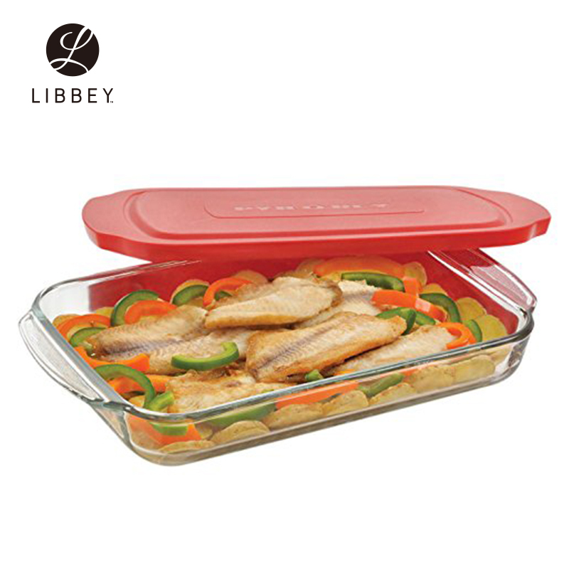 [墨西哥进口][Libbey]利比进口保鲜带盖耐热钢化玻璃烤盘焗饭盘烤箱微波烘焙