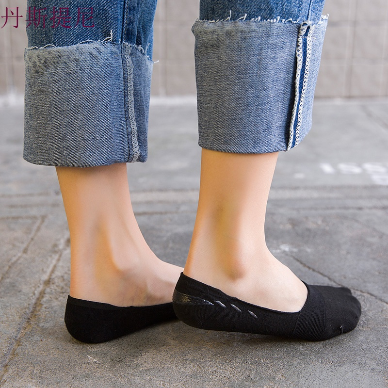 船袜女 夏季薄款硅胶防滑纯色浅口袜子女短袜 纯棉低帮女士隐形袜