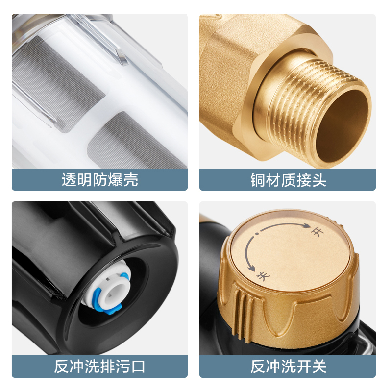 摩恩(MOEN)前置过滤器家用反冲洗自来水管全屋进水净水机净化机PF1000