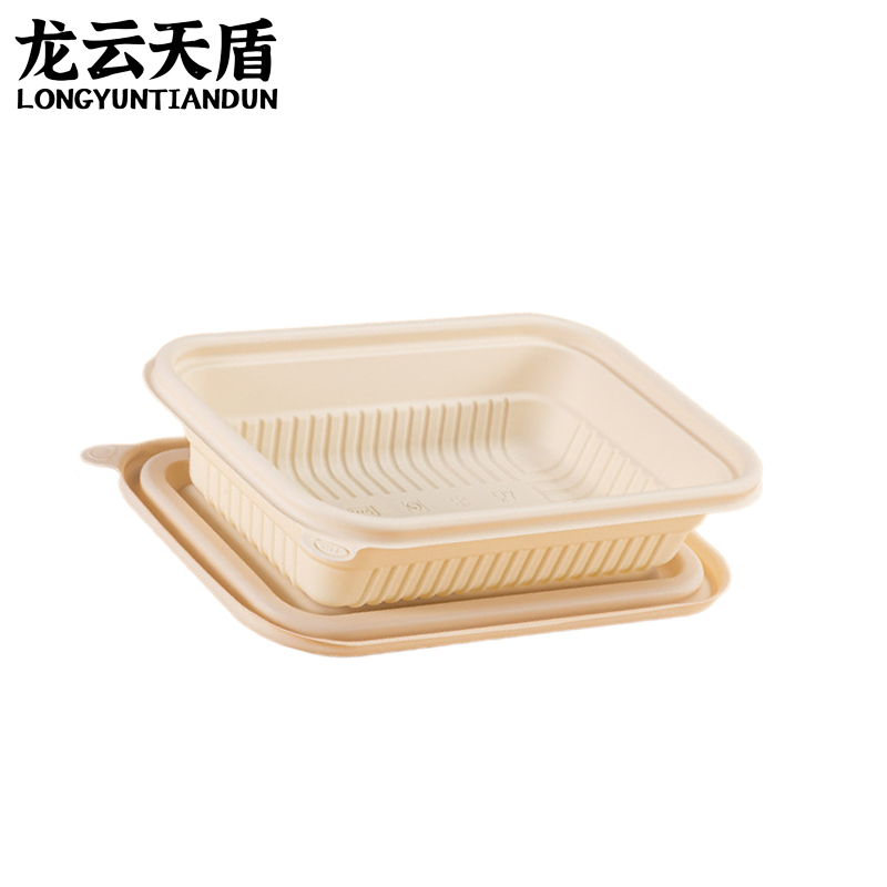 龙云天盾可降解一次性餐盒方形分格玉米淀粉外卖打包盒快餐盒沙拉盒方格1000ml(300套)高清大图
