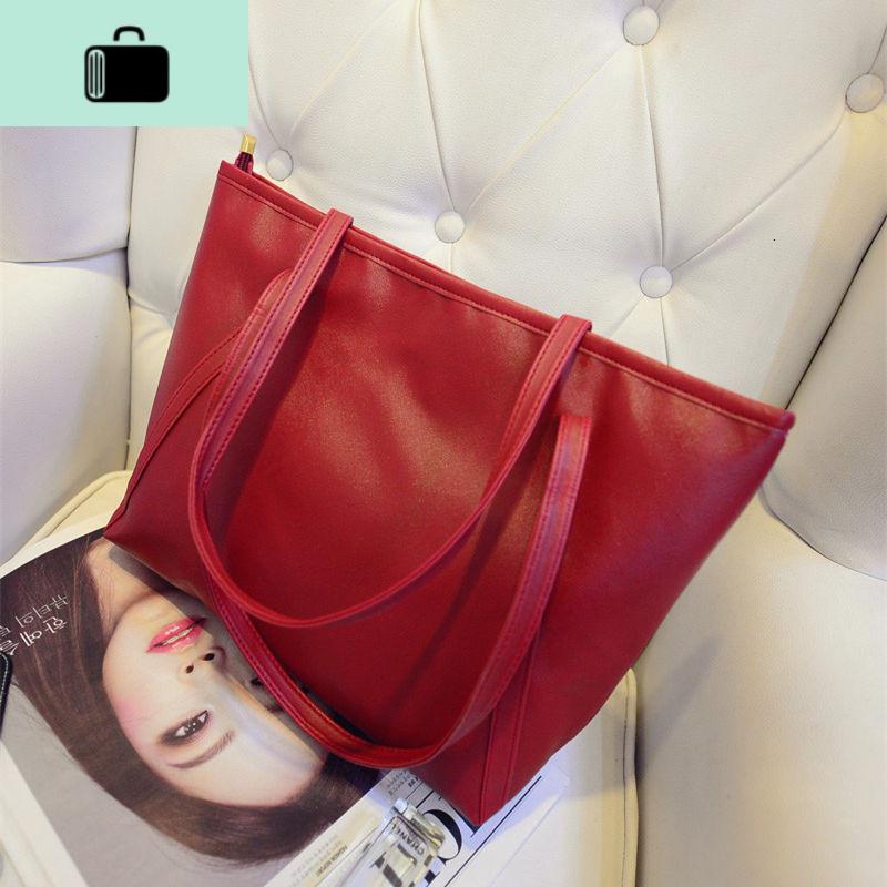 新韩版简约大包时尚休闲单肩包大气手提包大容量街头女包包NEWLAKE_958 酒红色