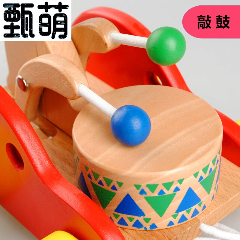 婴幼儿童拖拉学步玩具 1-2-3岁早教男女宝宝手拉绳拉线木制推拉车 学步小狗拖拉