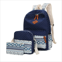 户外尖峰(HU WAI JIAN FENG)三件套学院风书包简约百搭名族风双肩包2098