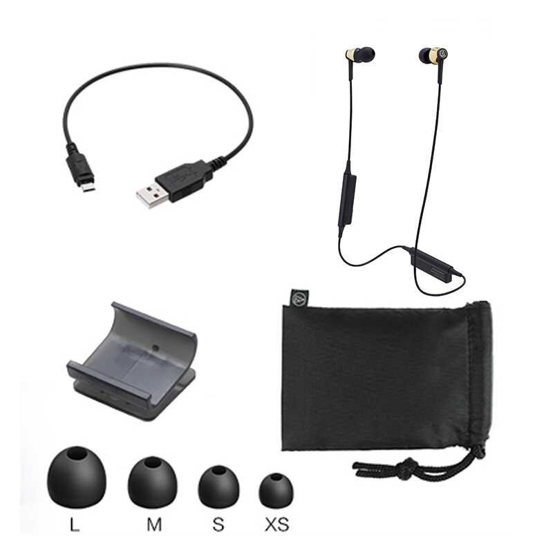 铁三角(audio-technica)ATH-CKR35BT运动无线蓝牙入耳式耳机手机耳麦颈挂线控 金色