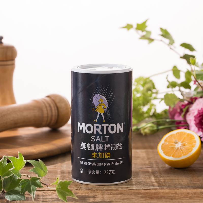 莫顿 盐 未加碘精制盐(国内分装) 737g / 罐 厨房调味 食用盐