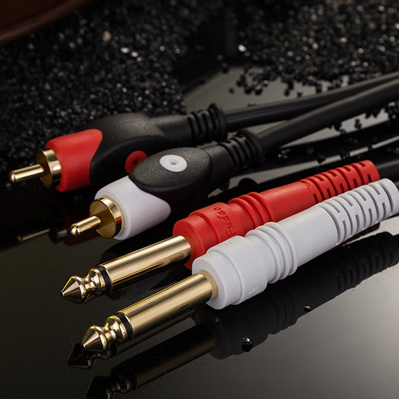 6.5转RCA音频线 双6.35转双RCA头2对2莲花转6.5调音台音频连接线 1.5米