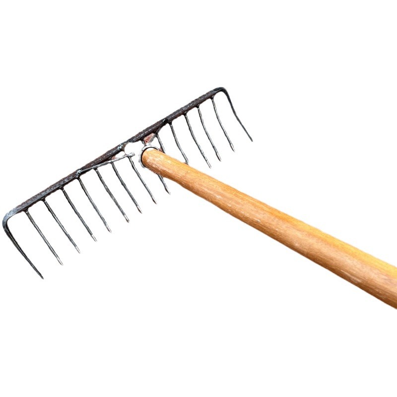 心梦同行 15齿槐木柄钉耙多齿耙子农用铁耙 2725/把高清大图