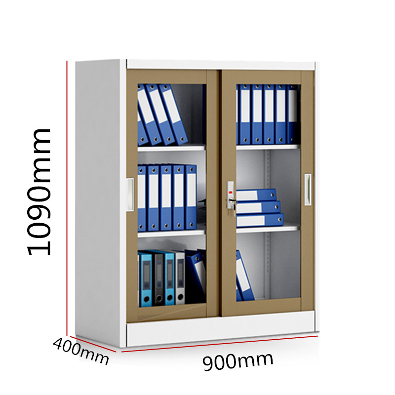 三金鑫 加厚钢制套色文件柜办公柜资料柜档案柜其他金属储物柜财务凭证柜器械柜 1090玻移门 1090玻移门（白咖）