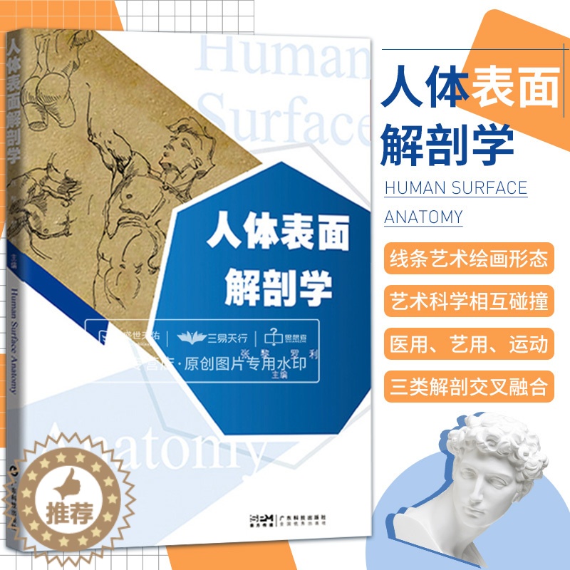 [醉染正版]人体表面解剖学 张黎 罗利实用医学艺术结构运动体育解剖功能系统列车奈特绘画形态艺用笔记3d解刨断层基础彩色图高清大图
