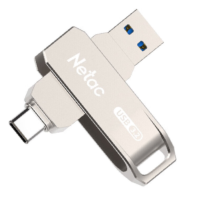 朗科(Netac) US15 多功能接口U盘 Type-C+USB3.2 32GB 银色高清大图