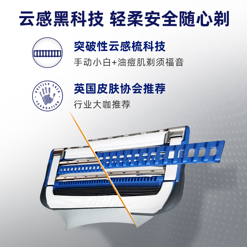 吉列云感剃须刀小云刀吉利锋速手动刮胡刀头刀架通用锋隐致顺刀片云感1刀头1刀架+收纳盒