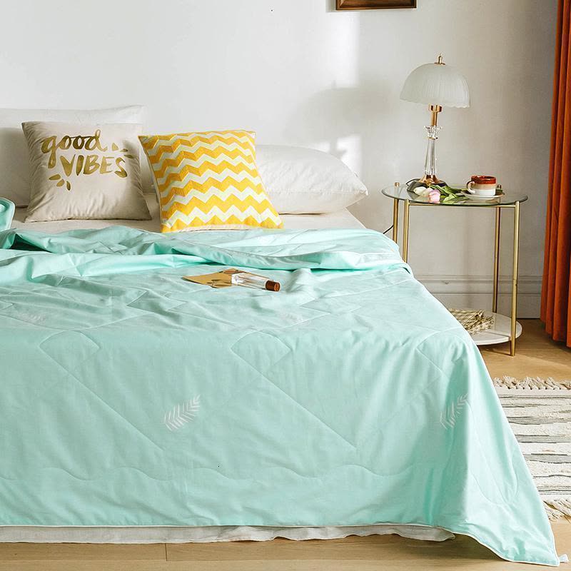 美帮汇全棉空调被100蚕丝可水洗全棉夏季薄被子夏凉被薄荷音竹图片