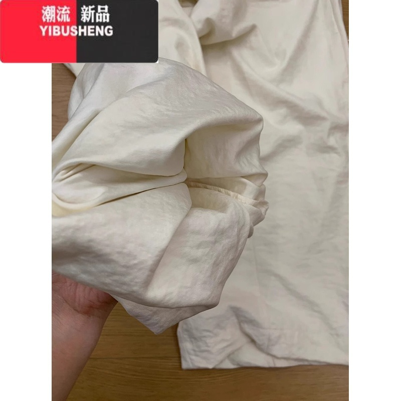 YIBUSHENG2024新款高腰休闲裤女季宽松阔腿原宿风直筒休闲百搭冰丝山本裤