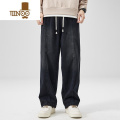 YANXU秋季潮牌水洗阔腿牛仔裤男款ins潮流复古直筒长裤宽松休闲裤子休