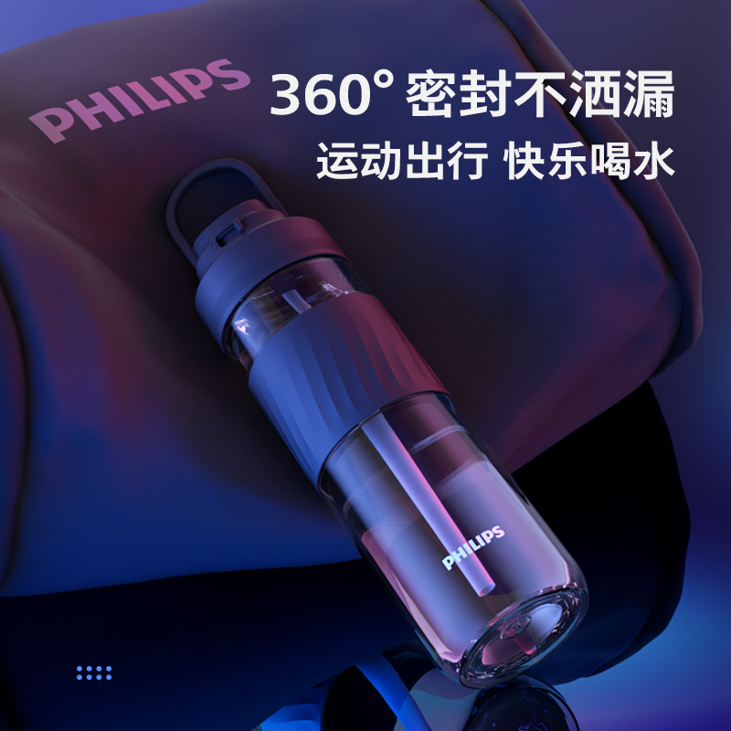飞利浦(PHILIPS) 运动水杯Tritan大容量健身水壶夏季耐高温便携带吸管男女士塑料杯子高清大图