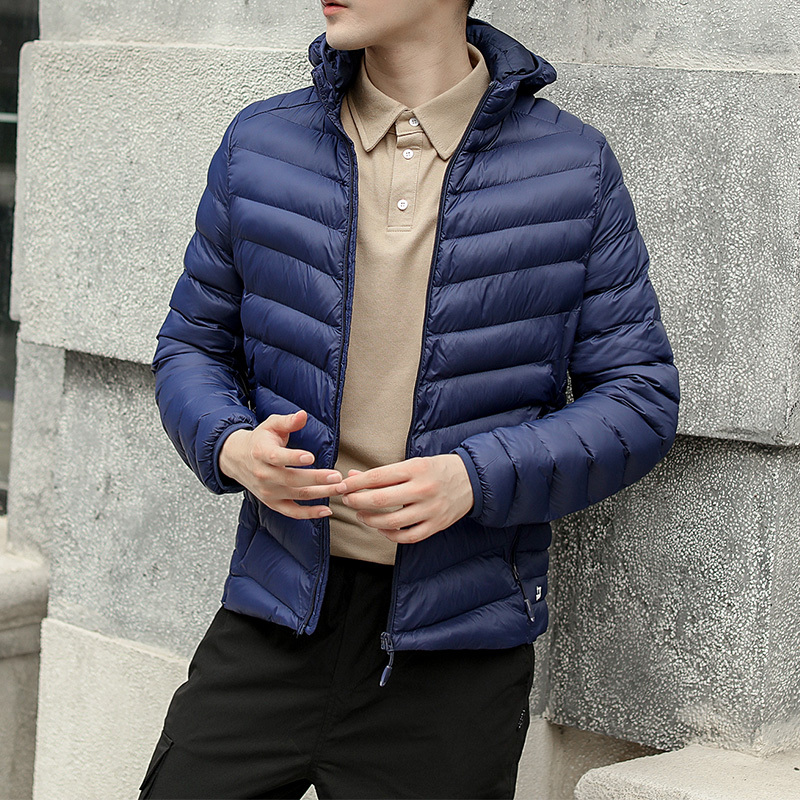 yuansu男士冬季简约轻薄太空棉服高中生保暖黑色棉衣明星同款精神潮