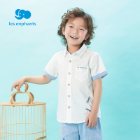 丽婴房童装男童纯棉短袖衬衫儿童时尚休闲翻领衬衫薄2020夏季新款