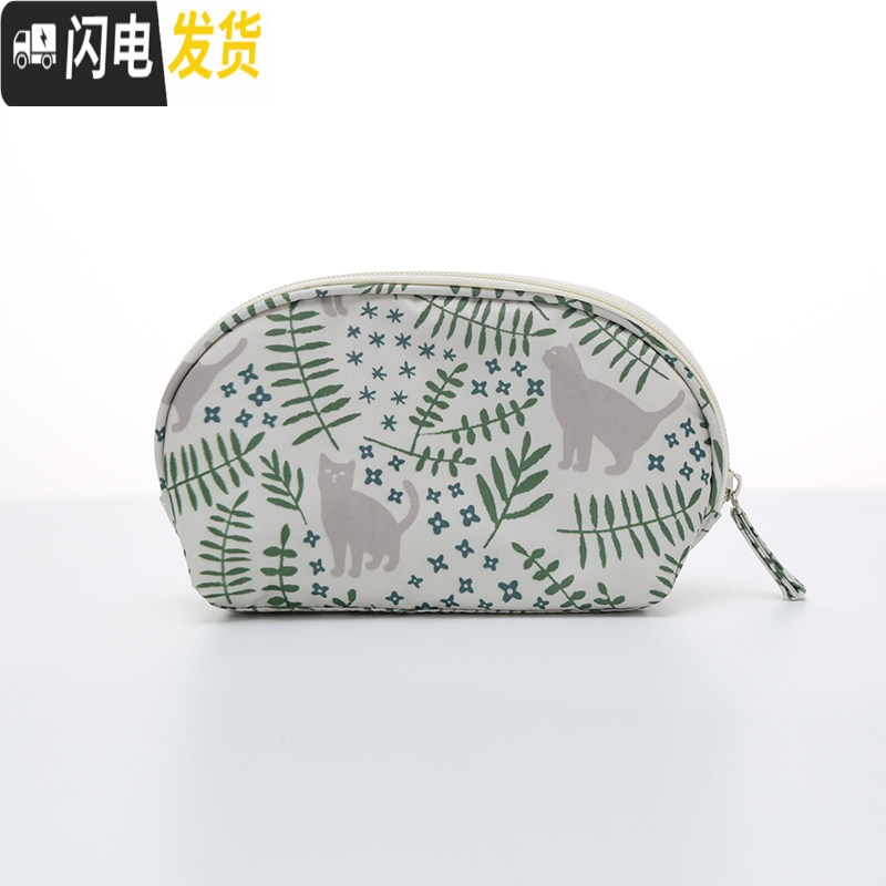 三维工匠韩国化妆包小号防水简约旅行便携洗漱包手拿包可爱大容量收纳包女 猫咪花园