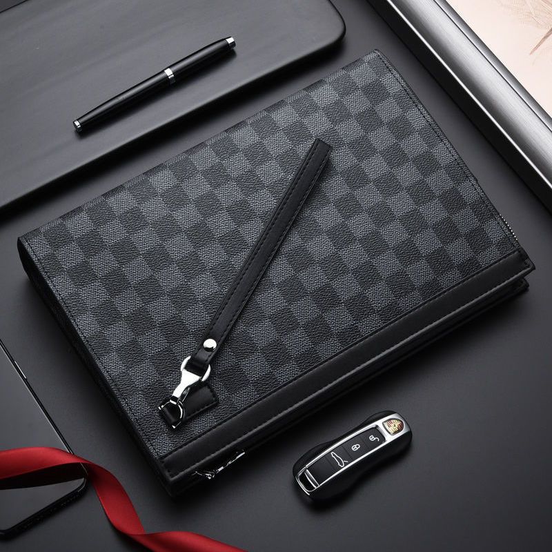 手包男手拿包商务休闲大容量手拎包男士时尚潮流大牌夹包男手抓包黑色