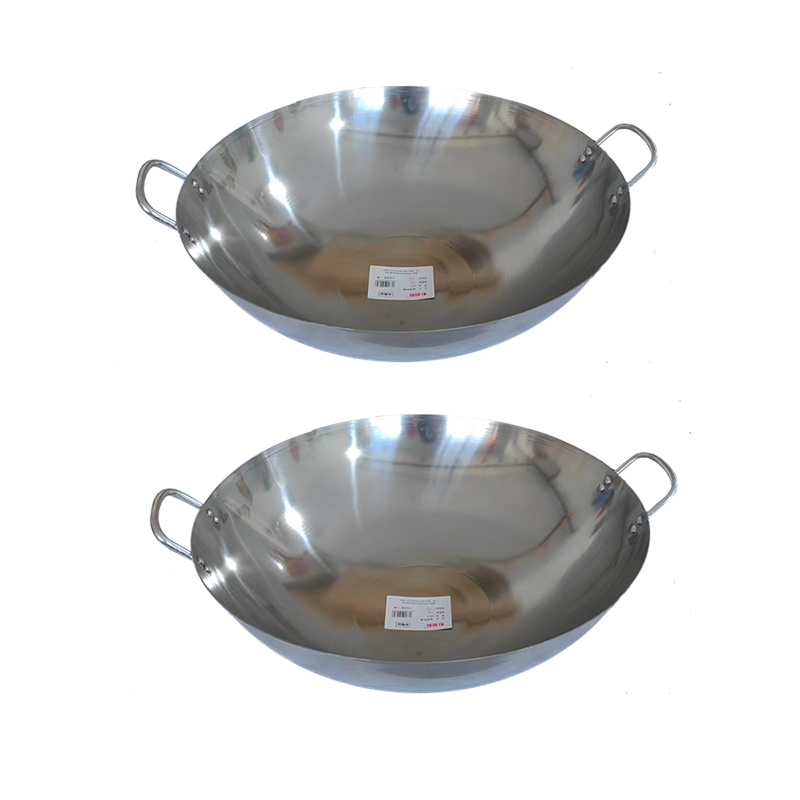炯毅 不锈钢双耳炒锅无涂层尖底锅电磁炉燃气 双耳炒锅 50cm 个高清大图