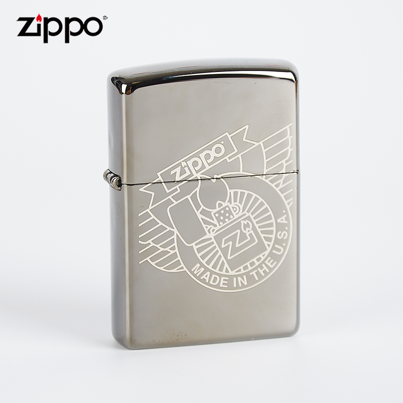 [苏宁自营]打火机官方正品经典黑冰芝宝徽章定制雕刻自用送礼zippo